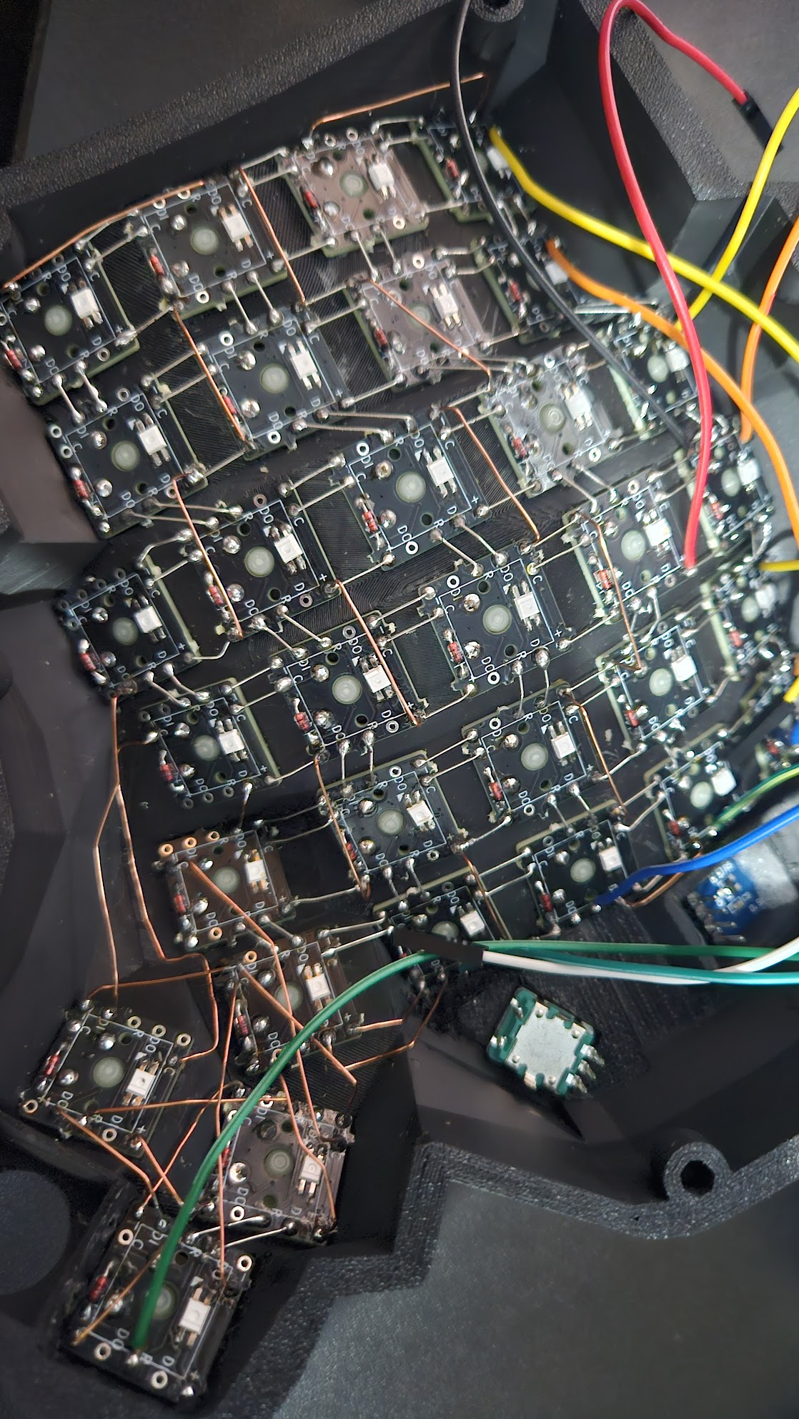 Final wiring with bare copper bridges